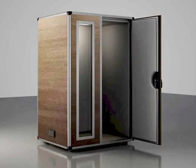 açık kahverengi ahşap akustik kabin