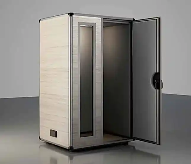 bej ahşap akustik kabin