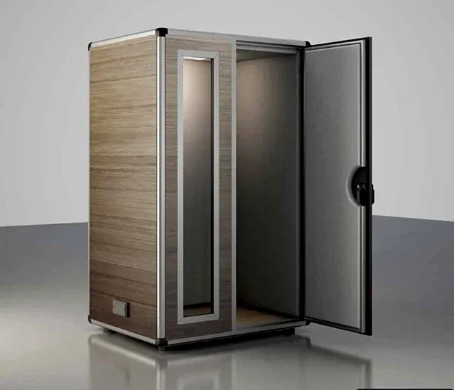 kahverengi ahşap akustik kabin